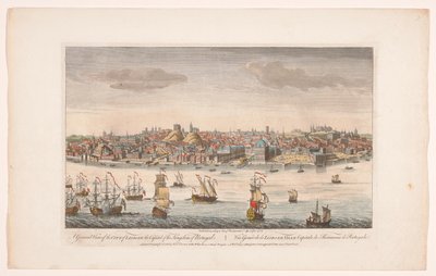 Gezicht op de stad Lissabon door Robert Sayer
