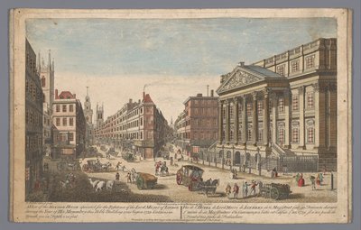 Gezicht op het Mansion House te Londen door Robert Sayer