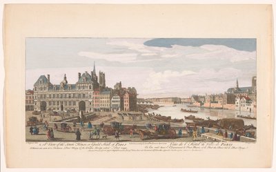 Gezicht op het Stadhuis en de rivier de Seine te Parijs door Robert Sayer