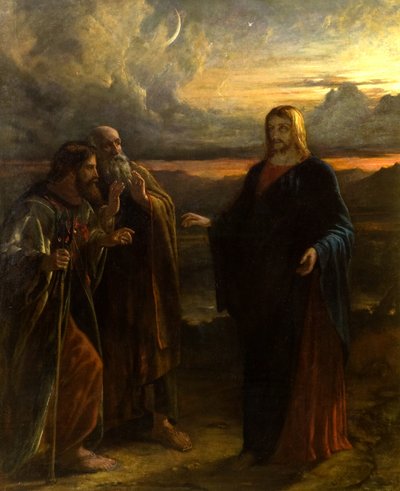 Christus en de Twee Discipelen op Weg naar Emmaüs door Robert Scott Lauder
