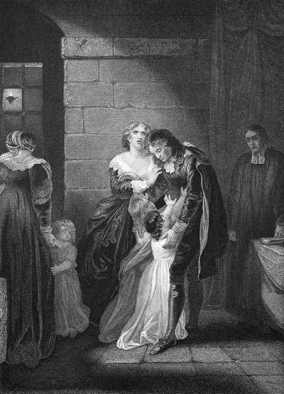 Laatste ontmoeting van Lord W. Russel met zijn familie, gegraveerd door A.H. Payne door Robert Smirke