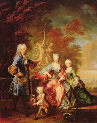 Duits: Portret van Ferdinand Adolf, graaf von Plettenberg en zijn familie Portret van graaf Ferdinand von Plettenberg met zijn familie door Robert Tournieres