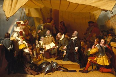 Inscheping van de pelgrims door Robert Walter Weir