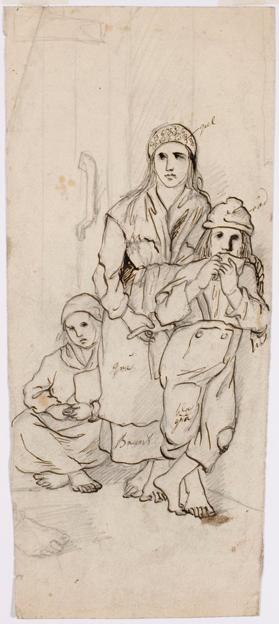 Vrouw, jongen en meisje in klederdracht door Robert Wilhelm Ekman