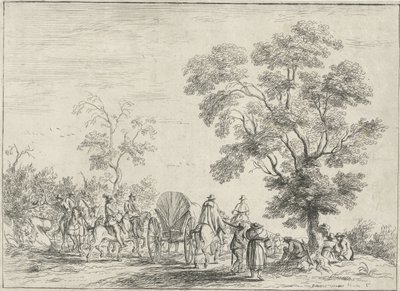 Huifkar geëscorteerd door ruiters door Robert van den Hoecke