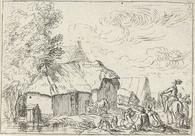 Kampement bij een dorp door Robert van den Hoecke