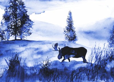 Een winterlandschap met elanden door RodMacIver