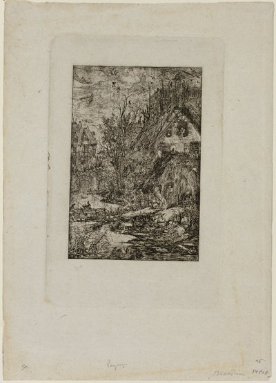 Een dorp binnenkomen, uit Revue Fantaisiste door Rodolphe Bresdin