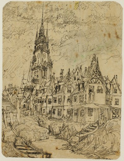 Maritiem dorp door Rodolphe Bresdin