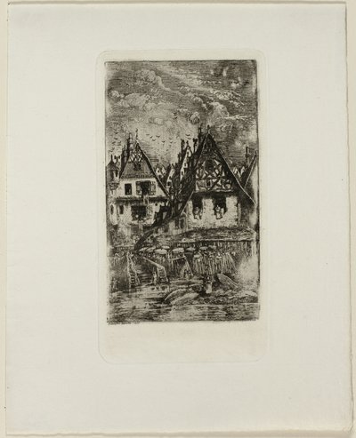 Marktplaats met zonneschermen door Rodolphe Bresdin