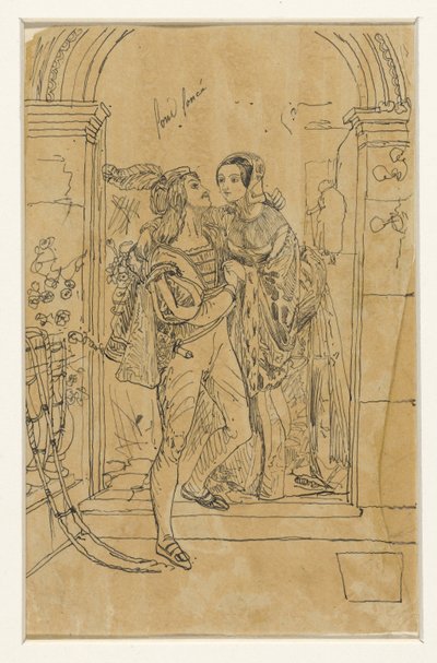 Romeo en Juliette in 15e eeuws kostuum door Rodolphe Bresdin