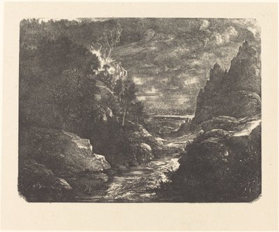 De stroom in de kloof door Rodolphe Bresdin