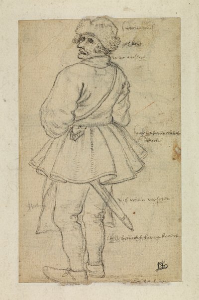 Man gezien van achteren (verso) door Roelandt Jacobsz and Bruegel Pieter the Elder Savery