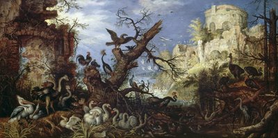 Landschap met vogels door Roelandt Jacobsz. Savery
