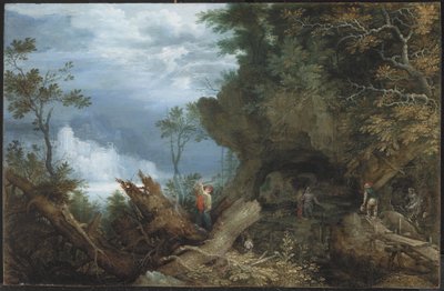 Bergachtig landschap met een ingang naar een mijn, ca. 1612-13 door Roelandt Jacobsz. Savery