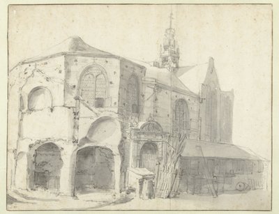 Gezicht op de Jeruzalemkapel en de Sint Olofskapel, Amsterdam door Roelant Roghman (attributed to)