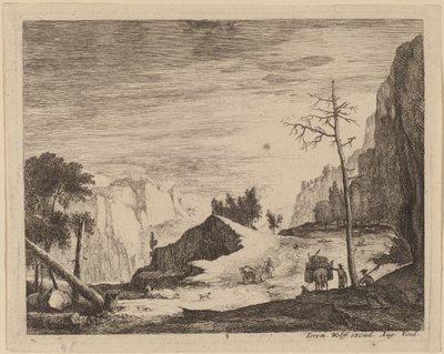 Bergachtig Landschap met een Kar: pl.8 door Roelant Roghman and Melchior Küsel
