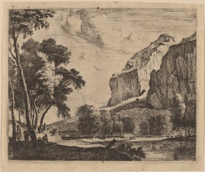 Riviergezicht met rotsen aan de rechterkant: pl.3 door Roelant Roghman and Melchior Küsel
