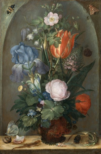 Bloemenstilleven met Twee Hagedissen, 1603 door Roelant Savery