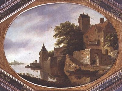 Landschap met een versterkt landhuis door Roelof Van Vries
