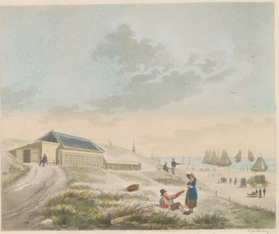 Strand bij Scheveningen, ca. 1825 door Roelof van der Meulen