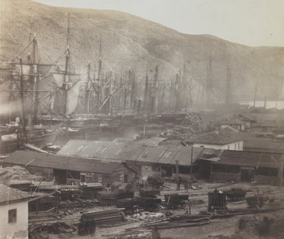 Spoorwegloodsen en werkplaatsen, Balaklava door Roger Fenton