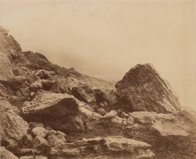 Rocken End in een storm, Isle of Wight,c. 1853 (foto) door Roger Fenton