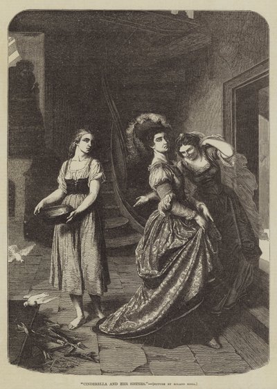 Assepoester en haar zussen (gravure) door Roger Payne