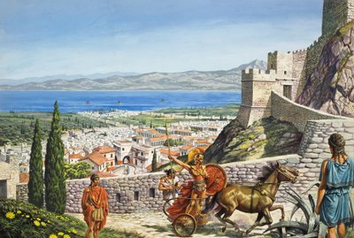 Korinthe - Citadel op het kruispunt (gouache op papier) door Roger Payne