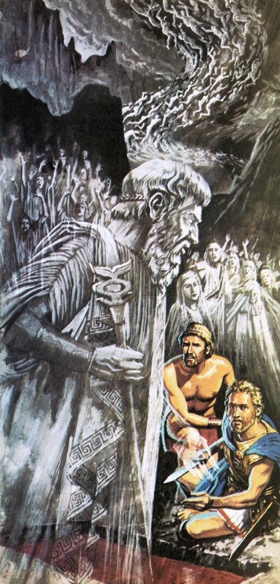 Tiresias waarschuwt Odysseus voor de toekomst door Roger Payne