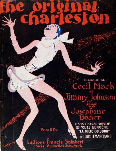 Josephine Baker (1906-75) danst de Charleston, poster die een show in de Folies Bergere adverteert door Roger de Valerio