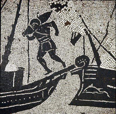 Een schip uit Cagliari keert terug naar de haven van Ostia door Roman