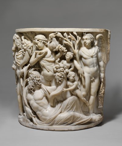 Detail van marmeren sarcofaag met de Triomf van Dionysos en de Seizoenen, c.260-270 AD door Roman