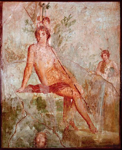 Eros en Narcissus (fresco) door Roman