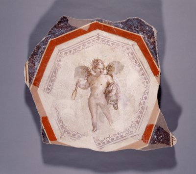 Fresco van Cupido met twee stokken en een emmer door Roman