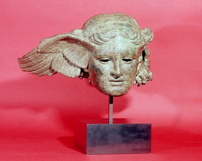 Hoofd van Hypnos, of Slaap, kopie van een Hellenistisch origineel, 1e-2e eeuw n.Chr. (brons) door Roman