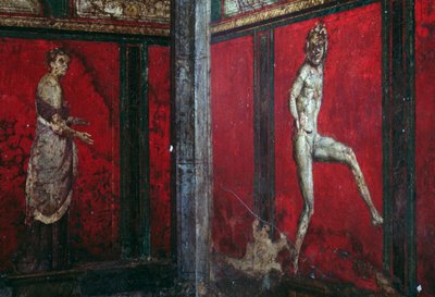 Inwijdingsrituelen van de cultus van Dionysus, fresco uit de Villa Dei Mysteri door Roman