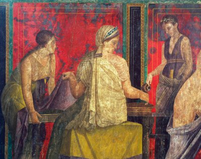 Inwijdingsrituelen van de cultus van Dionysus, fresco uit de Villa Dei Mysteri door Roman