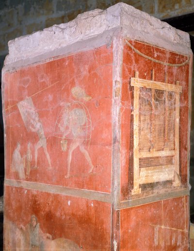 Ververij, schilderij uit Huis van Fullonica in Pompeii door Roman