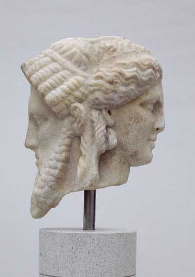 Janiform hoofd, waarschijnlijk van Dionysus en Apollo, c.30-50 AD door Roman