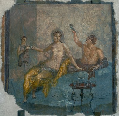 Jongeling en hetaira. Uit Herculaneum door Roman