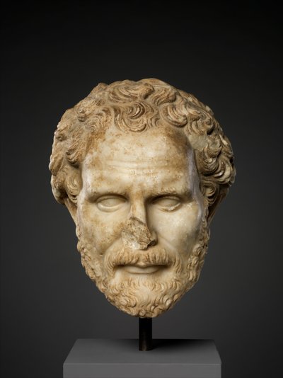 Marmeren kop van Demosthenes, 2e eeuw AD (marmer) door Roman