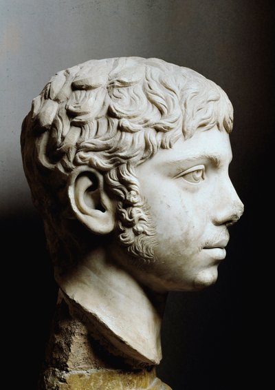 Marmeren hoofd van Elagabal of Heliogabalus (Marcus Aurelius Antoninus of Heliogabalus) (204-222 AD) - Rome, Musei Capitolini - Hoofd van keizer Elagabalus (204-222) ook bekend als Heliogabalus (Varius Avitus Bassianus) - Marmeren sculptuur - Musei Capitol door Roman