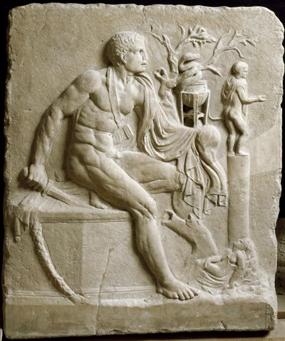 Orestes raadpleegt het orakel van Apollo in Delphi door Roman