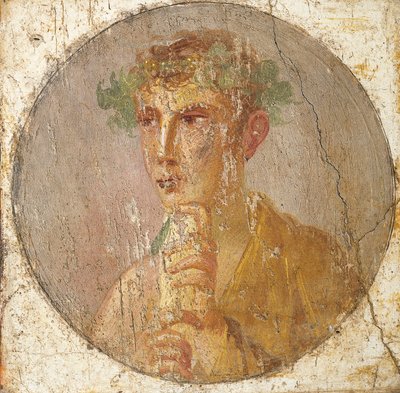 Portret van een jonge man met een papyrusrol, 55-79 AD door Roman