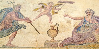 Poseidon en Amymone, Huis van Dionysos, Paphos, Cyprus door Roman