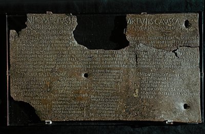 ROMEINSE KUNST: Decreet van Pompeius Strabone Gneo, 98-90 v.Chr. door Roman