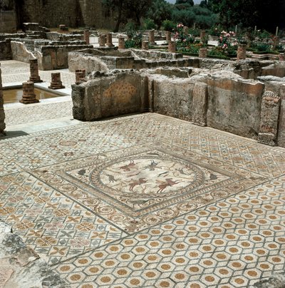 Overblijfselen van de mozaïeken van de Romeinse stad door Roman