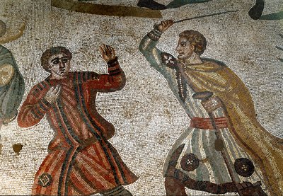 Romeinse kunst: detail van het mozaïek 