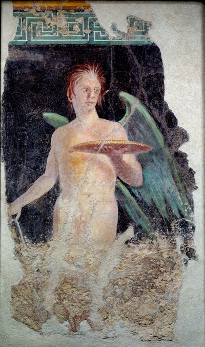 Romeinse kunst: fresco van de gevleugelde geest uit Pompeii door Roman